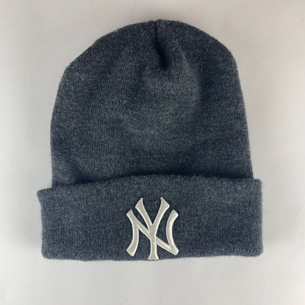 New York Yankees MLB Vintage Gray Logo Athletic Knit Beanie Cap